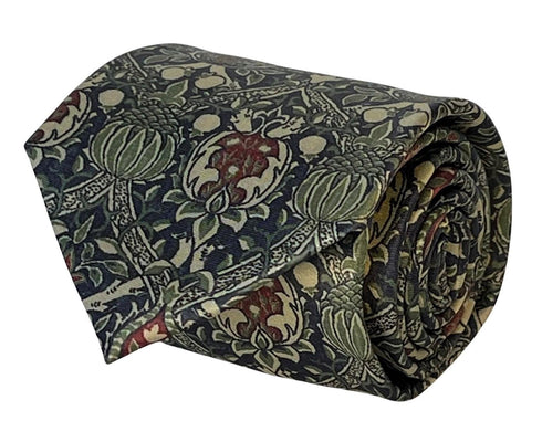 navy William Morris pimpernel style design tie