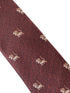 red maroon tie with embroidered lion design