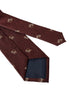 red maroon tie with embroidered lion design