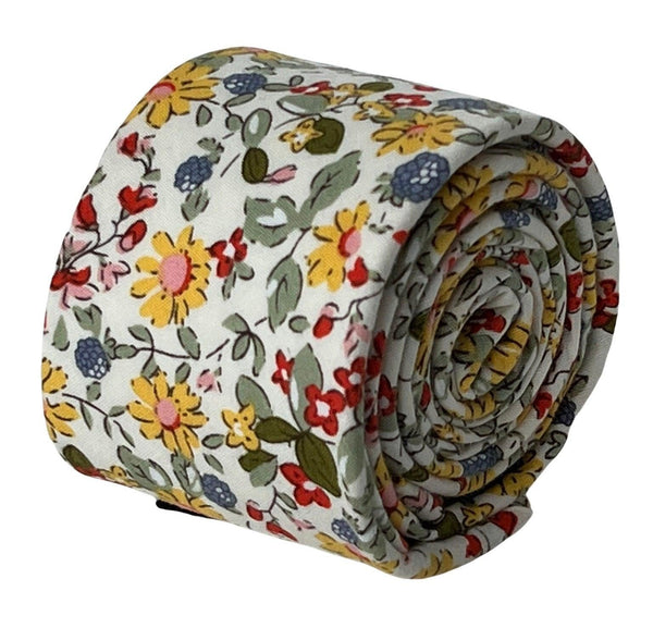 English yellow wildflower floral garden cotton tie