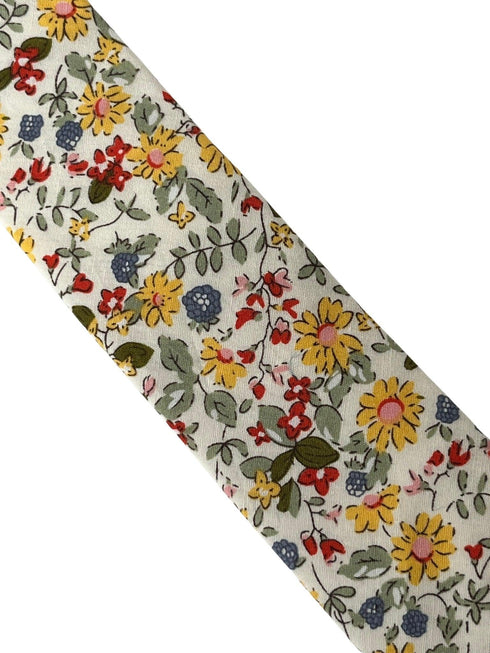 English yellow wildflower floral garden cotton tie