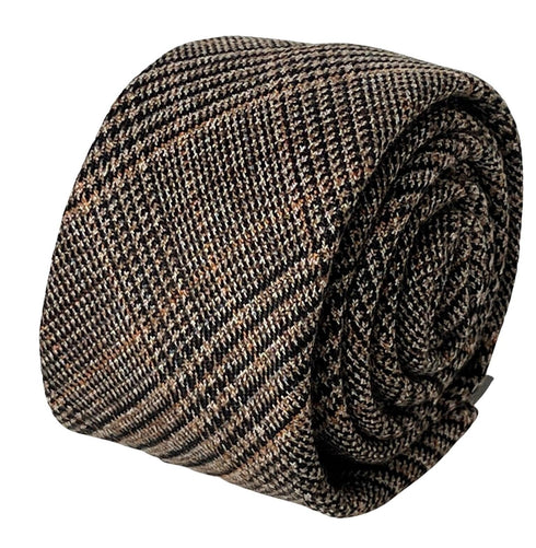 brown tweed check design tie