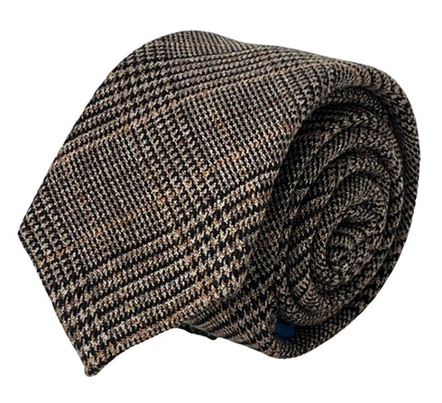 brown tweed check design tie