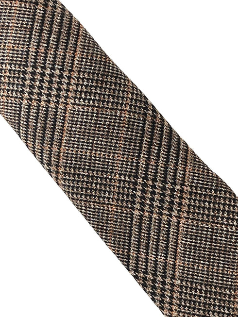 brown tweed check design tie