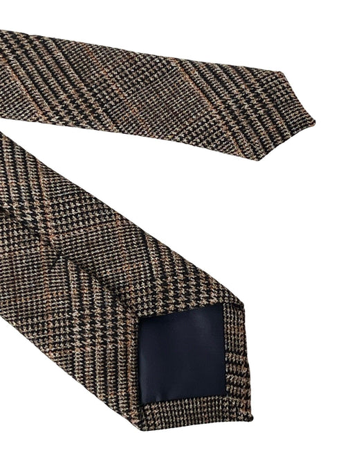 brown tweed check design tie