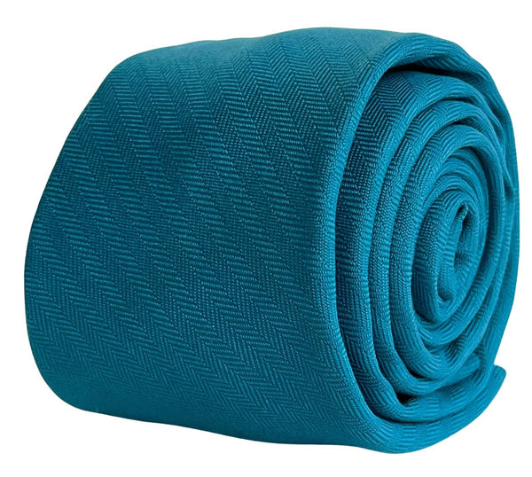 turquoise teal tie with herringbone design