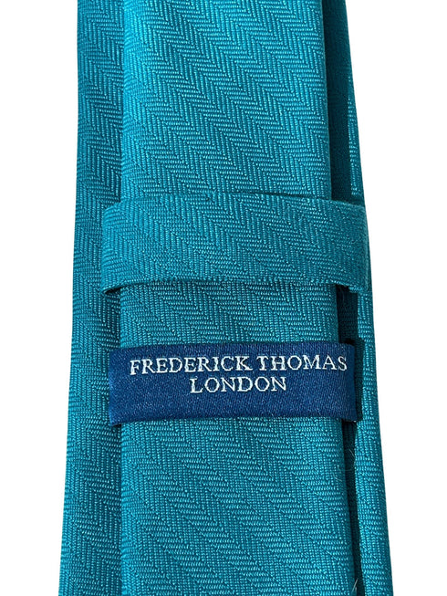 turquoise teal tie with herringbone design