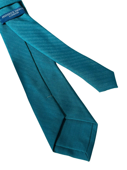 turquoise teal tie with herringbone design