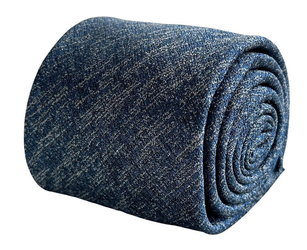 medium blue and white tie with scratched design