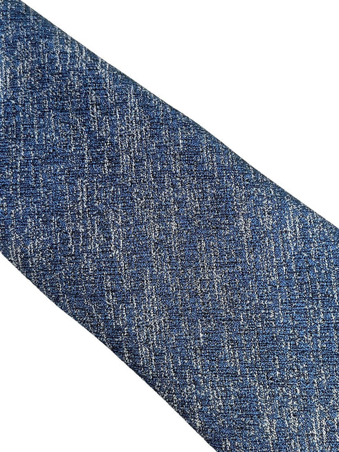 medium blue and white tie with scratched design