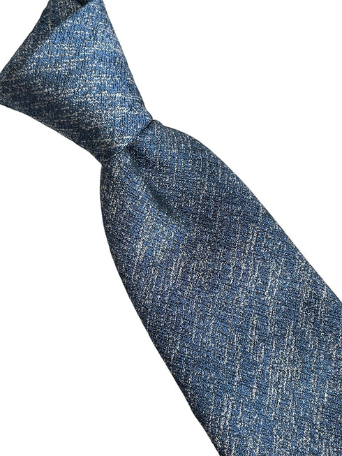 medium blue and white tie with scratched design