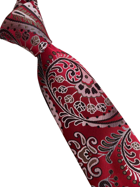 red tie with paisley design