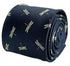 navy dark blue tie with embroidered dragonfly design