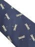 navy dark blue tie with embroidered dragonfly design