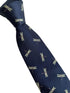 navy dark blue tie with embroidered dragonfly design