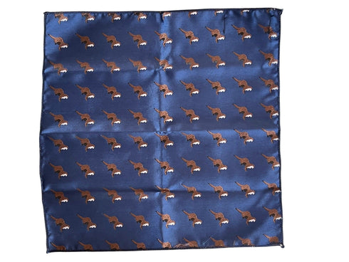 navy dark blue pocket square with embroidered otter design
