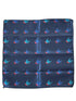 navy blue pocket square with embroidered swallow bird design