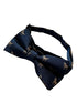 navy adult bow tie with t-rex embroidered design