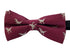 Maroon child's bow tie with t-rex embroidered design