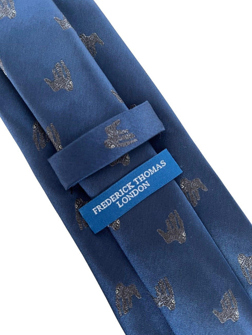 navy tie with black jungle gorilla mountain embroidered design