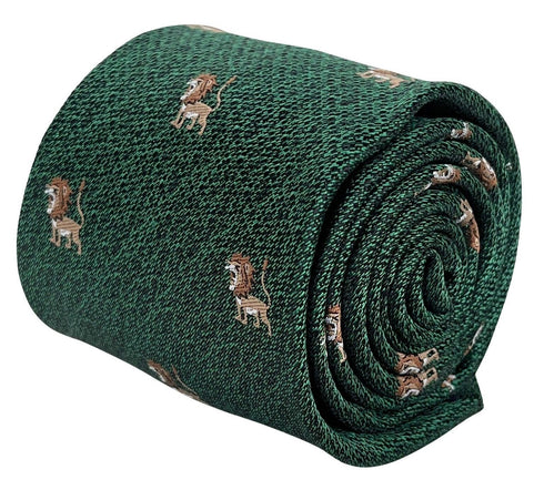 emerald forest dark green tie with lion design
