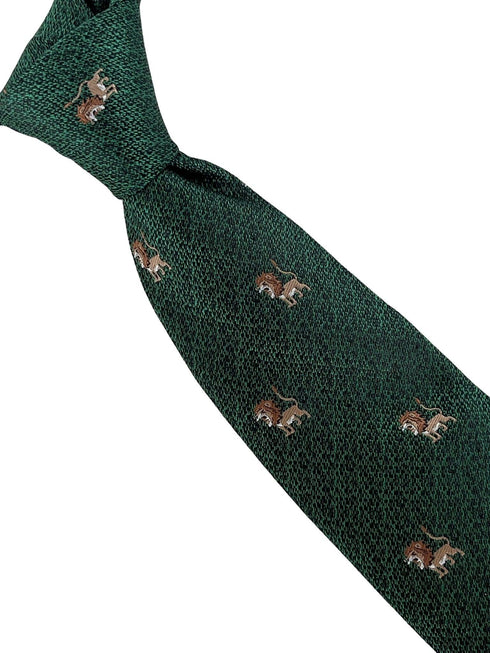 emerald forest dark green tie with lion design