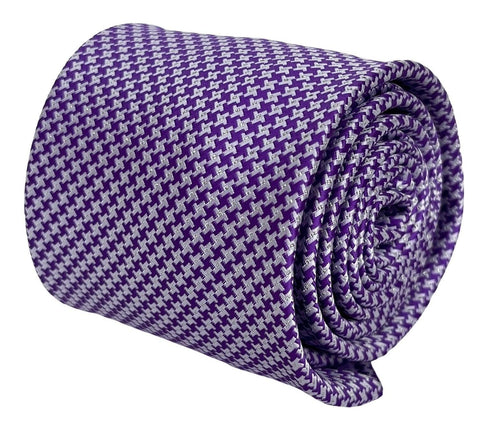 Cadbury purple and white dogtooth check tie