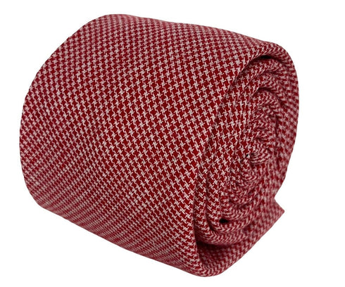 red and white cotton dogtooth check tie