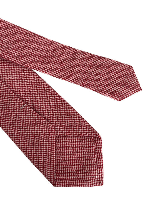 red and white cotton dogtooth check tie