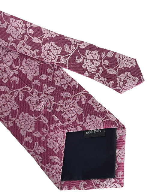 magenta pink tie with floral design