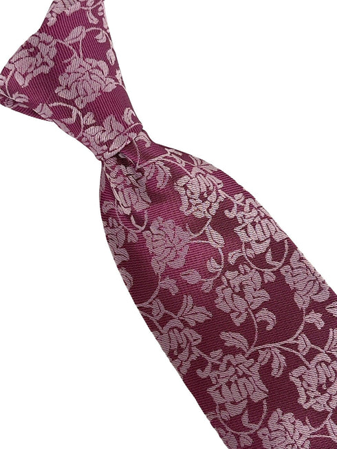 magenta pink tie with floral design