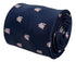 navy dark blue tie with pink pigs might fly-ing design