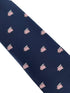navy dark blue tie with pink pigs might fly-ing design
