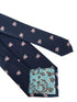 navy dark blue tie with pink pigs might fly-ing design