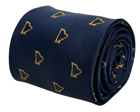 navy dark blue tie with gold harp music design