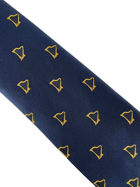 navy dark blue tie with gold harp music design
