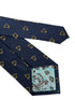 navy dark blue tie with gold harp music design