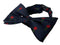 navy dark blue adult bow tie with English red rose rugby design