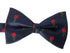 navy dark blue adult bow tie with English red rose rugby design