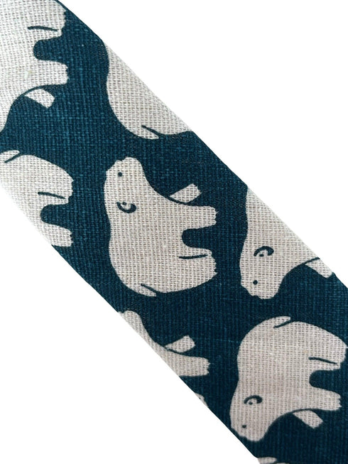 dark teal cotton tie with white polar bear print