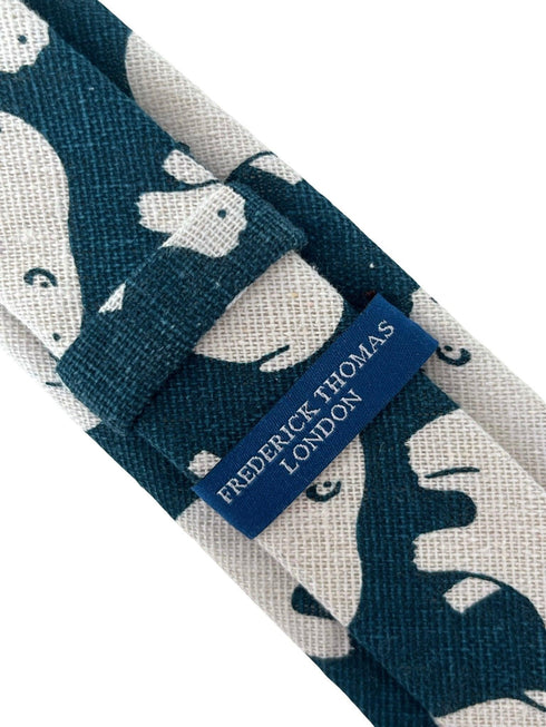 dark teal cotton tie with white polar bear print