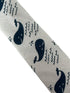 ivory cream cotton tie with blue whale nautical design