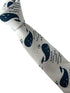 ivory cream cotton tie with blue whale nautical design