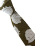 gold bronze olive cotton tie with hedgehog design