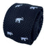 black knitted tie with white elephant embroidered design