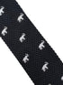 black knitted tie with white elephant embroidered design