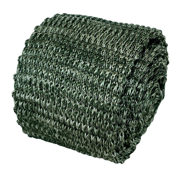 khaki olive army green and white speckled knitted tie