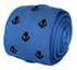 light baby blue knitted tie with nautical anchor embroidered design