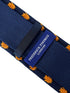 navy blue knitted tie with golden sunflower embroidered design