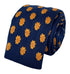 navy blue knitted tie with golden sunflower embroidered design